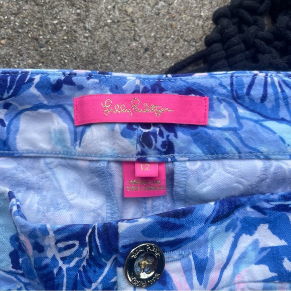 Lilly Pulitzer Flower Printed Skinny Ankle Pants Size 12 - Picture 4 of 6